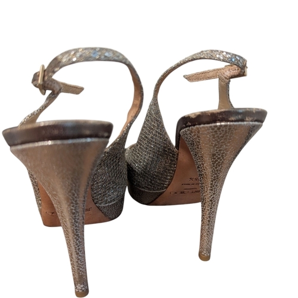 Jimmy Choo,Elegant Silver Peep-Toe Slingback Heels,Size 35.5 - Picture 2 of 5
